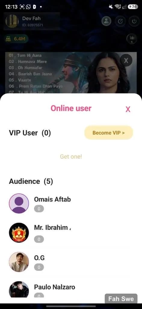 Cat Stream Online user VIP and Audience list. ক্যাট স্ট্রিম অনলাইন ইউজার VIP ও অডিয়েন্স তালিকা