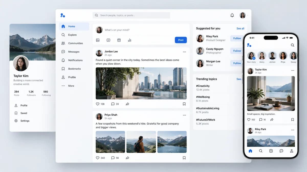 Social Media Network (Facebook-Style) — software product preview