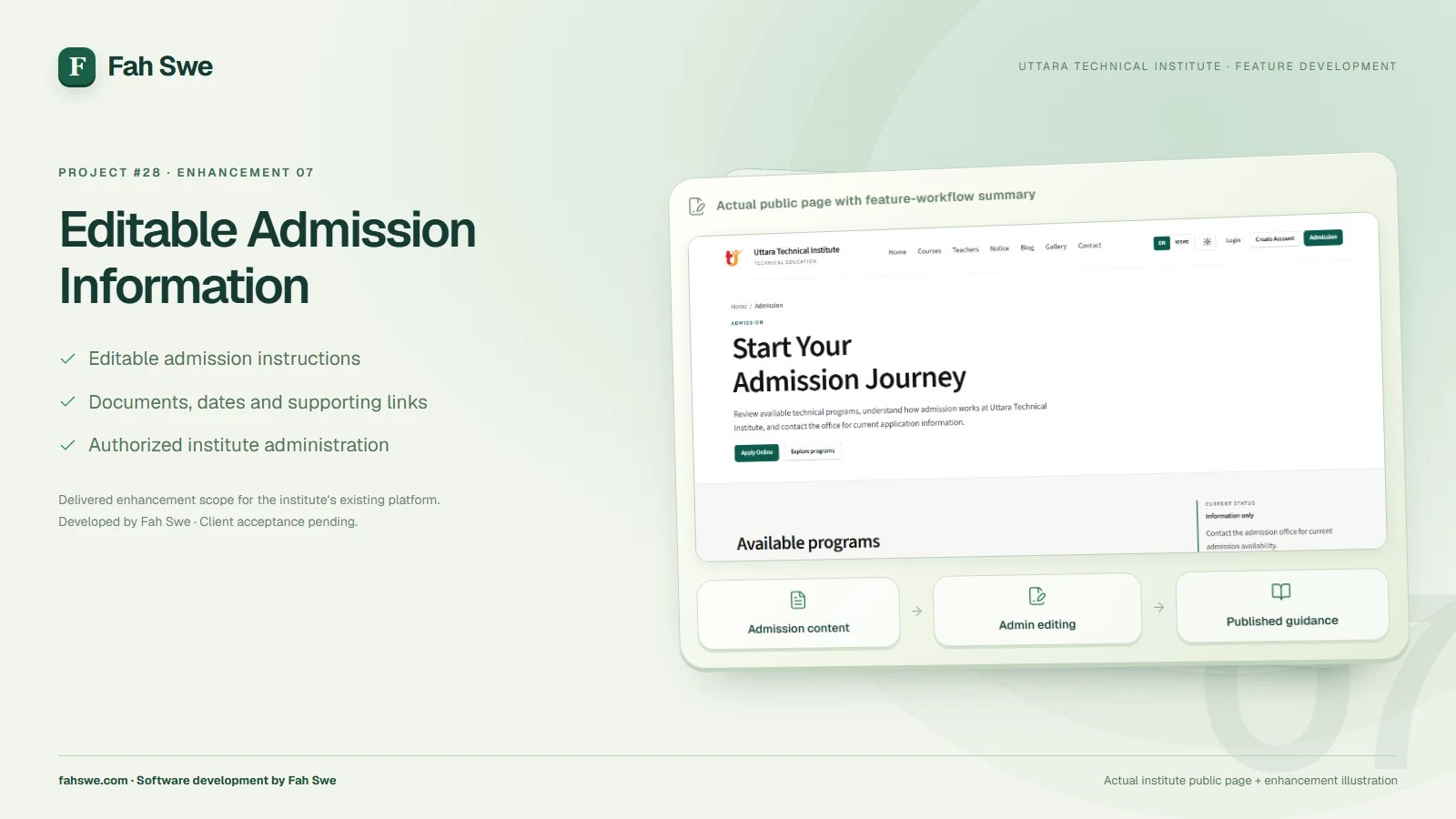 Editable Admission Information — feature development by Fah Swe