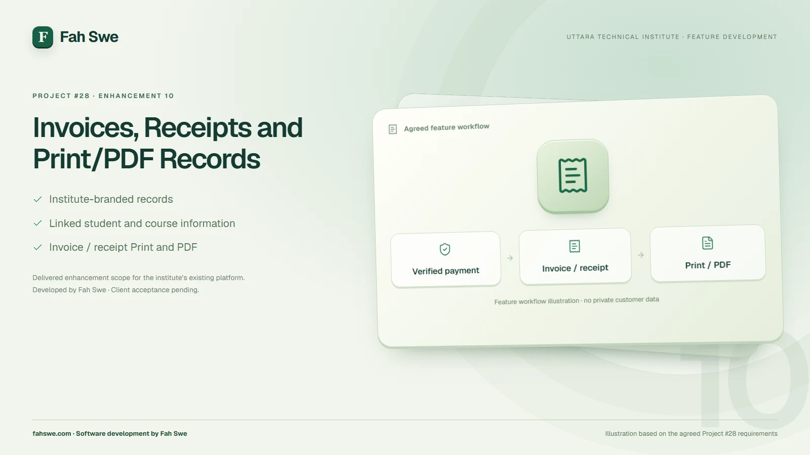 Invoices, Receipts and Print/PDF Records — feature development by Fah Swe